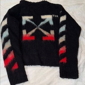 Off-White Black and Red Graphic Sweater